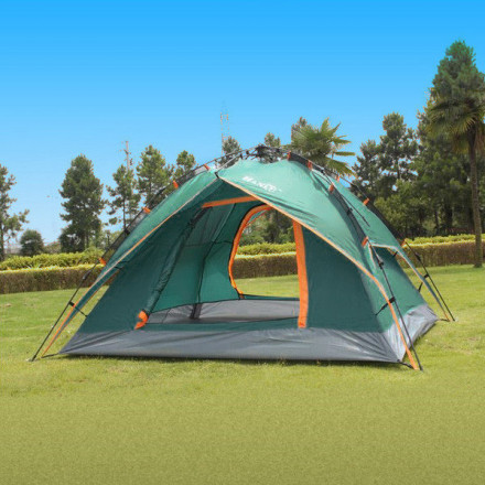 Палатка  туристическая 3-местная двухслойная  зонтичного типа,цвет зеленый, 210*180*135
