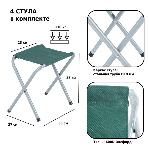 Набор мебели для пикника Green Glade M790-3, зелёный